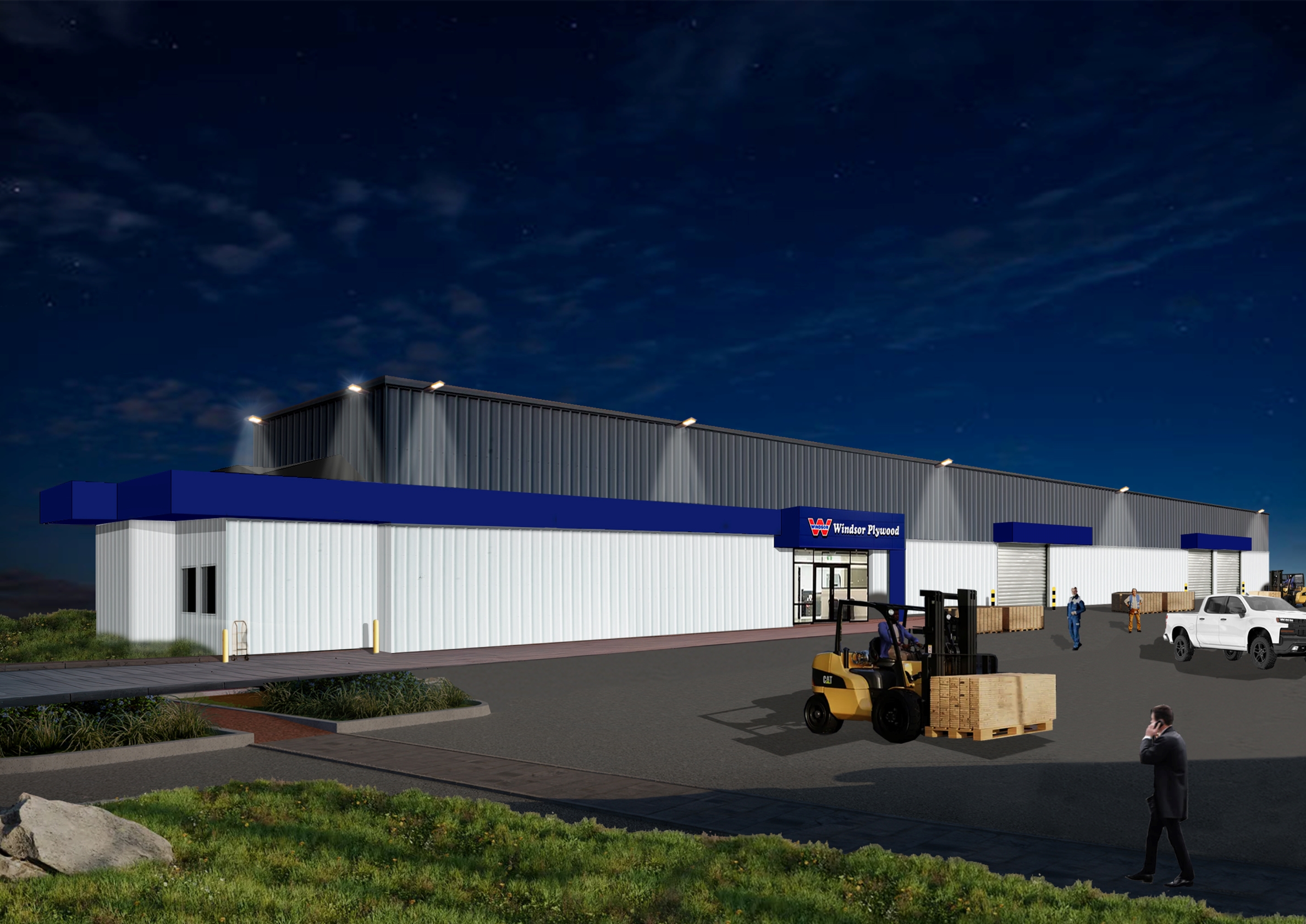 Warehouse, industrial, rendering, , Windsor Plywood in Langley BC, by Cutler